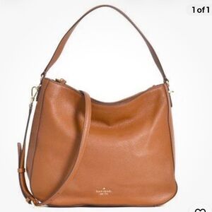 Kate Spade Jackson Double Compartment Pebbled Brown Leather Shoulder Bag